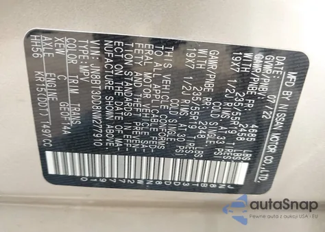 2022 Nissan Rogue Platinum Intelligent Awd из США, поврежденный, VIN JN8BT3DD8NW277910